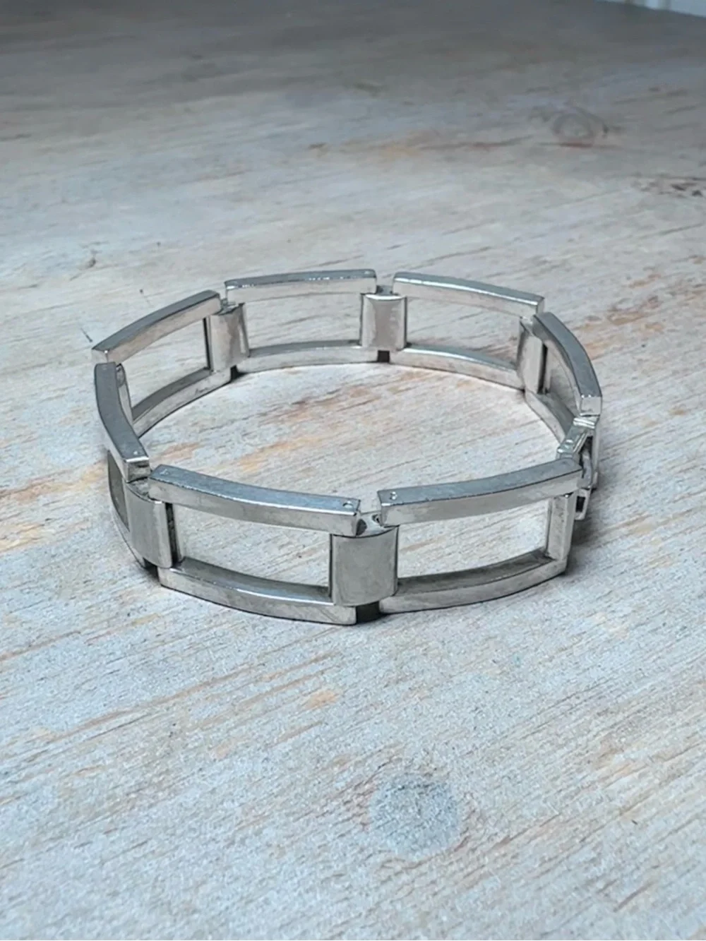 Vintage 925 Sterling Silver Rectangle Link Bracelet